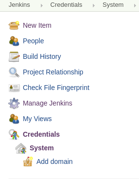 Jenkins Credentials in the menu