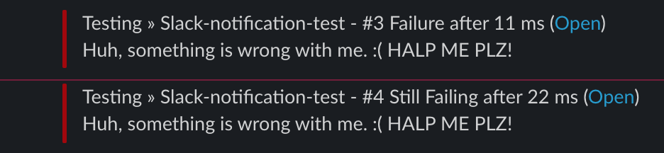 Slack notification failure test